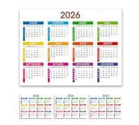 Calendrier 2026 avec aimant | Taille 20 x 15 cm | Planificateur annuel coloré avec semaines numérotées | Planificateur de devoirs, vacances et événements | (2026, espagnol)