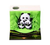 Calendrier 2026 avec bloc-notes 3D, calendrier de sculpture en papier, stylo de bureau avec panda hebdomadaire