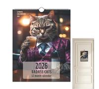 Calendrier 2026 avec chat amusant - Calendrier annuel 2026 - Gestion du temps personnel pour organiser des listes de choses à faire, planifier les objectifs
