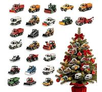Calendrier 2026 avec décorations de Noël 2D plat 24 jours souvenir rustique | Calendrier de compte à rebours pour propriétaires de véhicules d'hiver, collectionneurs, adultes, arbres, manteau mural