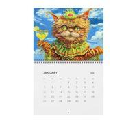 Calendrier 2026 avec motif chat ivre, semainier mensuel, calendrier mural amusant en forme de chat ivre, maison, bureau, école, dortoir, appartement, organiseur familial pour le Nouvel An, Noël