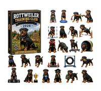 Calendrier 2026 avec motif chien Rottweiler - Aventures de Noël - En | Compte à rebours des vacances de 24 jours avec histoires de dressage de chien et adorables ornements sur le thème du