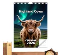 Calendrier 2026 avec motifs de bovins, planificateur de 12 mois pour décoration murale comme cadeau, planificateur familial avec motifs nature et bovins, pour les amoureux des animaux, les adultes