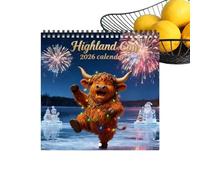 Calendrier 2026 avec motifs de vache mignons - Calendrier 12 mois - Pour la maison, le bureau, les études, la planification des rendez-vous