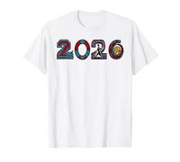 Calendrier 2026 aztèque aux Couleurs Vives avec Symbole Tribal T-Shirt