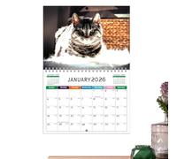 Calendrier 2026 - Calendrier artistique avec illustrations mensuelles de scènes | Planificateur en papier avec blagues amusantes pour enseignants, , dortoir, appartement, cuisine, salle de