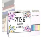 Calendrier 2026 | Calendrier de bureau 2026 esthétique, planificateur mensuel de bureau de 12 mois, grands blocs lignés pour la planification de la maison, de l'école, des appartements