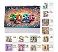 Calendrier 2026 | Calendrier de Bureau à Strass 2026 | Décoration Intérieure et Loisirs Créatifs pour Organisation Bureau Chambre Salle de Séjour | Idée Cadeau pour Noël École Appartement