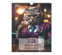 Calendrier 2026 Calendrier de chat drôle 2026 planificateur annuel calendrier suivi des progrès for les objectifs rendez-vous liste tâches planification Calendrier familial 2026