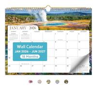 Calendrier 2026, calendrier mural de 18 mois de janvier 2026 à juin 2027, calendrier mensuel de 29,2 x 37,3 cm avec reliure à double fil, parfait pour le bureau, la maison ou l'école - Parcs nationaux