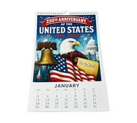 Calendrier 2026 - Calendrier Murial Annuel Commémoratif 250e Amérique - Agenda Planificateur Mensuel 2026 pour École Bureau Enseignants Maison Salon Amis Intérieur Famille