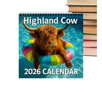 Calendrier 2026,Calendrier Vache Highland 2026 Décor Murale - Agenda Jan-Dec Décor Maison,Pour Décoration Intérieure Enseignant Élève Salle De ureau École