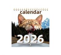 Calendrier 2026 chat - Panneaux de bureau amusants, panneau d'humeur pour accessoires de bureau, 21 x 28,5 cm, calendrier mural 2026 chats drôles, cadeau de bureau pour les amoureux des animaux de