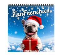 Calendrier 2026 de 12 mois, avec jours fériés, hebdomadaire et , bouledogue français Calendriers muraux 2026, pour maison, salle de hambre, rendez-vous, horaire académique,