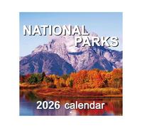 Calendrier 2026 des parcs nationaux - Agenda mural de nature pittoresque avec de grandes boîtes à dates rayées, organiseur annuel durable avec papier épais de haute qualité avec des notes simples et