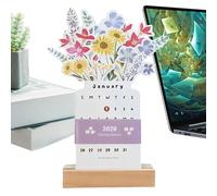 Calendrier 2026 - Design floral compact - Décoration d'intérieur - Calendrier de bureau 2026 avec 12 mois - Pour une utilisation dans la chambre à coucher, l'école, le bureau, l'appartement, le