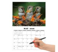 Calendrier 2026 en forme de colibri, planificateur mural mensuel, 28,5 x 42 cm, calendriers nature 2026, mise en page facile à lire, organiseur pour les amateurs de la nature, pour la maison, les