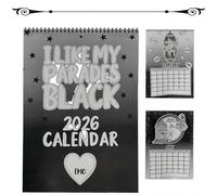 Calendrier 2026 « J’aime Mes Défilés » Noir, Cadeau Humour Noir, 12 Mois D’évolution Emo, Décoration Murale Pour Les Fans De Musique Alternative, Pour La Maison Et Le Bureau (1PCS)