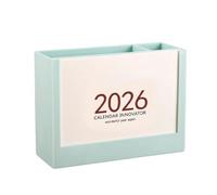 Calendrier 2026 léger et boîte de rangement pour stylos avec sections pour notes pour organiser les études, le travail, la configuration du calendrier de bureau avec porte-stylos