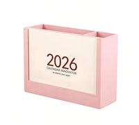 Calendrier 2026 léger et boîte de rangement pour stylos avec sections pour notes pour organiser les études, le travail, la configuration du calendrier de bureau avec porte-stylos