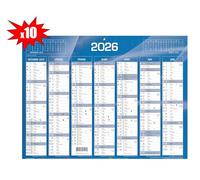 Calendrier 2026 - Lot de 10 Calendriers - 18 mois - Janvier à Décembre 2026 - De Novembre 2025 à Janvier 2027 - Calendrier de Banque 27cm x 21cm - Vacances Scolaires