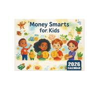 Calendrier 2026 Money Smarts pour enfants, aide les enfants à apprendre la gestion de l'argent tôt, coloré et gestion des illustrations d'argent