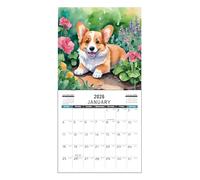 Calendrier 2026 motif chien créatif et mignon - Pour planifier l'étude, la maison, le lieu de travail, le bureau, la famille, la table, l'école, les amis