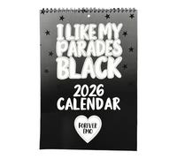 Calendrier 2026 noir gothique - Affichage vertical | Pour école, salle de classe, appartement, studio, rendez-vous personnel, projet, date limite, rappel quotidien, suivi des objectifs