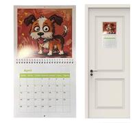 Calendrier 2026 - Papier 21,5 × 21 × 0,4 cm | Adorable planificateur mensuel de chien de dessin animé avec 12 mois, planification quotidienne, suivi des vacances, calendrier familial 12 mois