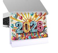 Calendrier 2026, peinture gemme, calendrier debout, planificateur sur 12 mois de janvier 2026 à décembre pour préparation de réunion, coordination d'équipe, suivi des objectifs personnels, maison et