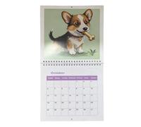 Calendrier 2026 | Planificateur de suivi des chiots de dessin animé | Calendrier de bureau de 12 mois, pour les amoureux des animaux, planification quotidienne, suivi des vacances, bureau mural à la