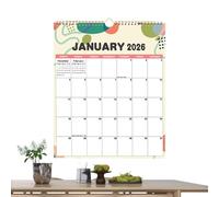 Calendrier 2026 | Planificateur Mural De 12 Mois,Suiveur d Objectifs Décoratif,Pour Maison École Bureau Classe Enseignants Adultes Femmes Hommes Travail Étude Préparation Repas