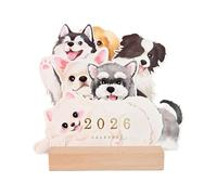 Calendrier 2026 pour chiens - 12 x 17 cm, amusant et adorable, calendrier de bureau pop-up sur 12 mois, une page par mois | Cartes recto-verso sur le thème des chiens, bureau mignon, cadeau de décorat