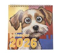 Calendrier 2026 pour chiens - dessin animé chiots - Calendrier de 12 mois pour le bureau - Pour la maison et l'école - Pour mur et bureau - Planification quotidienne - Suivi des vacances