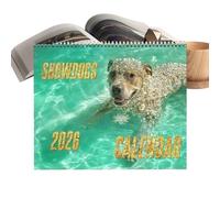 Calendrier 2026 pour chiens - Planificateur mensuel pour 12 mois - Calendrier annuel d'animaux - Pour anniversaire, Noël, pendaison de crémaillère, amoureux des animaux, adultes, bureau, chambre à