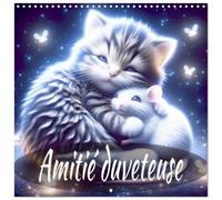 Calendrier 2027 · Amitié duveteuse | La petite souris dans le grand cœur du chaton · 30 × 30 cm carré · CALVENDO Calendrier mural