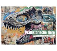 Calendrier 2027 · Animaux préhistoriques | Espèces animales disparues dans un style graffiti sympa · générées par IA · DIN A3 paysage · CALVENDO Calendrier mural