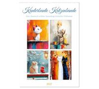 Calendrier 2027 - Bande de chat colorée | Dans ce ruban de collection joyeux, tout tourne autour d'une troupe sauvage unique... · DIN A2 haut · Calendrier mural