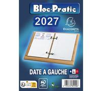Calendrier 2027 Bloc Éphéméride de Bureau - Date à Gauche - RdV à Droite | Organisation quotidienne, espace rendez-vous, compatible porte-bloc