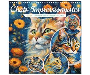 Calendrier 2027 · Chats Impressionnistes | Portraits artistiques de nos pattes de velours · 30 × 30 cm carré · CALVENDO Calendrier mural