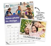 Calendrier 2027 Classique A4 Double 42x29,7cm 250gsm Glossy | Créez-le avec 13 photos, 26 pages couleur et cases inscriptibles, une idée cadeau personnalisée pour Noël et les fêtes 2027.
