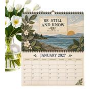 Calendrier 2027 de janvier à décembre Psaumes | Calendrier mural 2027 12 mois pour voyage, travail, appartement, dortoir, hôtel, salle de classe, salle de prière