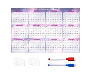 Calendrier 2027 effaçable à sec sur 12 mois avec 2 stylos | Comprend un grand tableau annuel à suspendre au mur, un tableau d'organisation mensuel annuel laminé réutilisable