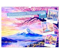 Calendrier 2027 · French Version · Rêves de voyage Voyages de rêve | Les plus belles destinations du monde en watercolor · Destinations de rêve à… · DIN A3 paysage · CALVENDO Calendrier mural