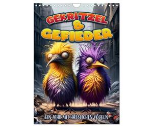 Calendrier 2027 · Gribouillis et plumage : une année avec des oiseaux l | Chaque mois, une tenue e · DIN A4 portrait · CALVENDO Calendrier mural