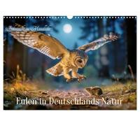 Calendrier 2027 · Les chouettes dans la nature allemande | Légère comme une plume au clair de lune · DIN A3 paysage · CALVENDO Calendrier mural