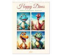 Calendrier 2027 · Les joyeux dinosaures | Des dinosaures joyeux · Illustrations générées par l'IA représentant ces… · DIN A4 portrait · CALVENDO Calendrier mural