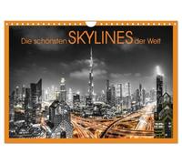 Calendrier 2027 · Les plus belles lignes d'horizon du monde | Des villes en noir et blanc rehaussées de touches de couleur · DIN A4 paysage · CALVENDO Calendrier mural