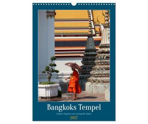 Calendrier 2027 · Les temples de Bangkok : pagodes dorées et robes jaune | safran · Les temples bouddhistes de la métropole thaïlandaise · DIN A3 portrait · CALVENDO Calendrier mural