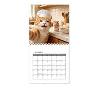 Calendrier 2027 motif chat 12 mois à spirales | Calendrier de bureau en forme de chat pour planifier l'organisation de la planification décoration de la maison, du bureau